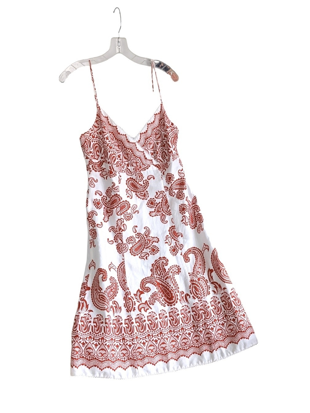 Ann Taylor Red Paisley Print Sundress, Spaghetti Strap, Lined, Size 8